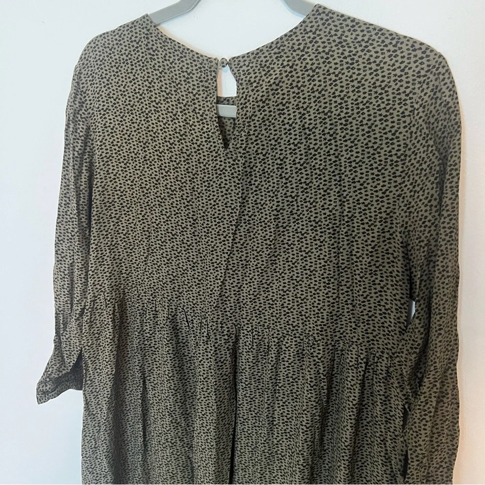 LOFT Olive Midi Dress with Ruffle Hem and 3/4 Sleeves, Medium - Picture 8 of 12